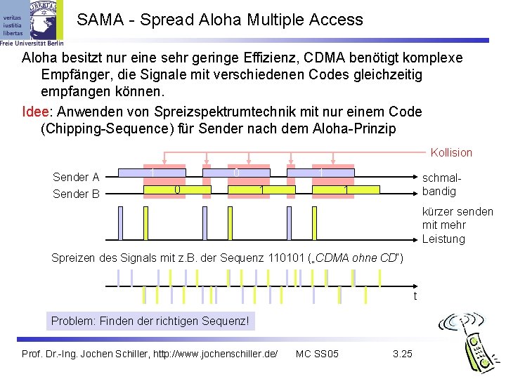 SAMA - Spread Aloha Multiple Access Aloha besitzt nur eine sehr geringe Effizienz, CDMA