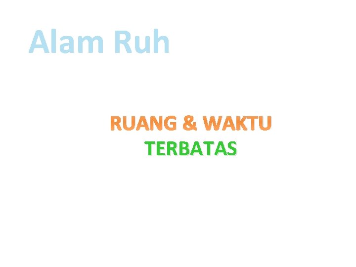 Alam Ruh RUANG & WAKTU TERBATAS 