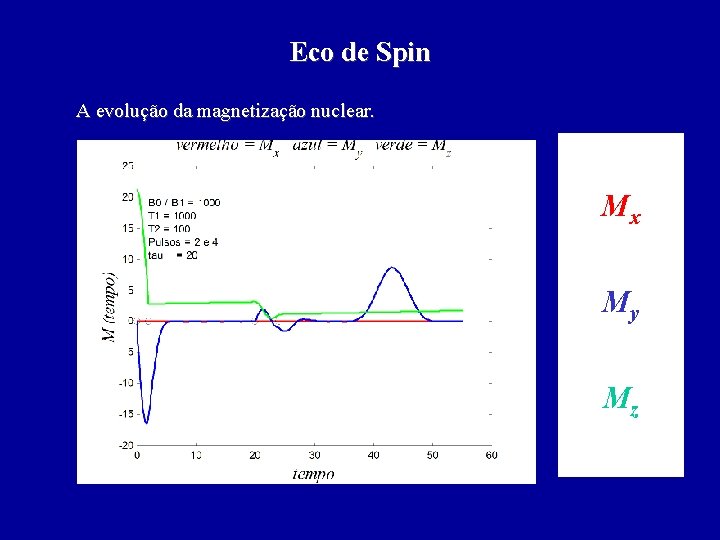 Eco de Spin A evolução da magnetização nuclear. Mx My Mz 