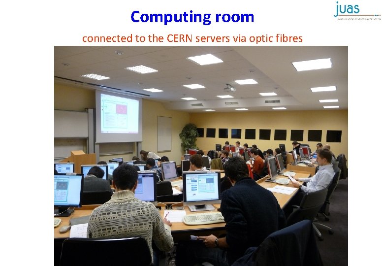 Computing room connected to the CERN servers via optic fibres 