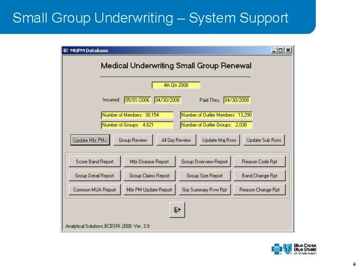 Small Group Underwriting – System Support 9 