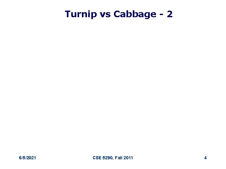 Turnip vs Cabbage - 2 6/5/2021 CSE 5290, Fall 2011 4 