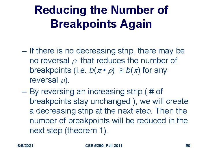 Reducing the Number of Breakpoints Again – If there is no decreasing strip, there