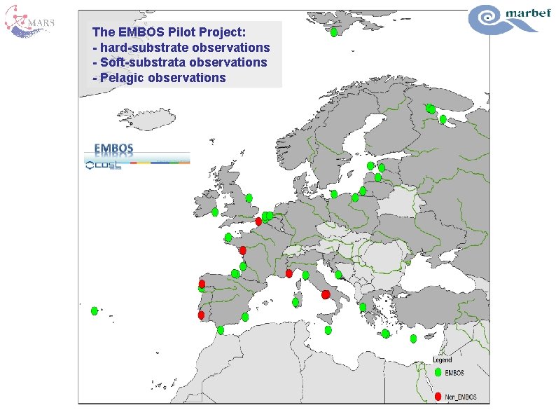 The EMBOS Pilot Project: - hard-substrate observations - Soft-substrata observations - Pelagic observations 