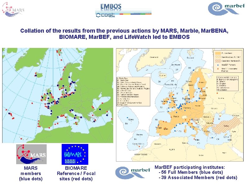 Collation of the results from the previous actions by MARS, Marble, Mar. BENA, BIOMARE,