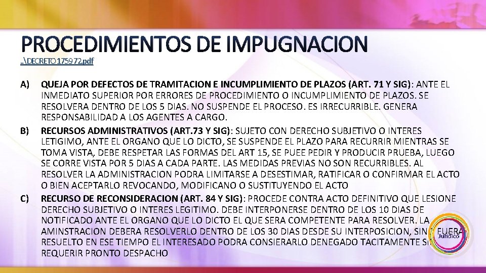 PROCEDIMIENTOS DE IMPUGNACION . . DECRETO 1759 72. pdf A) B) C) QUEJA POR