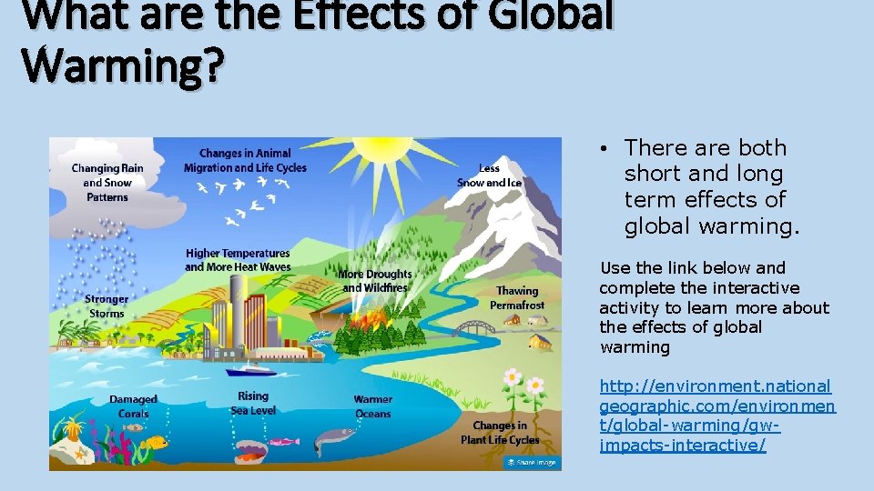 What are the Effects of Global Warming? • There are both short and long