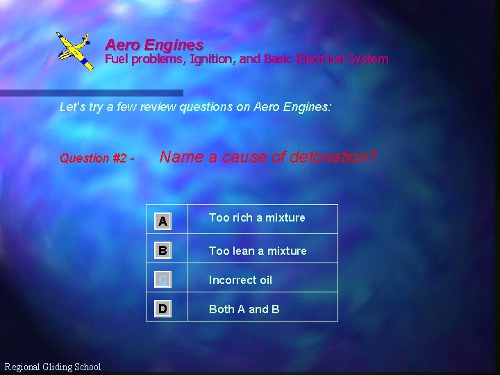 Aero Engines Fuel problems, Ignition, and Basic Electrical System Let's try a few review