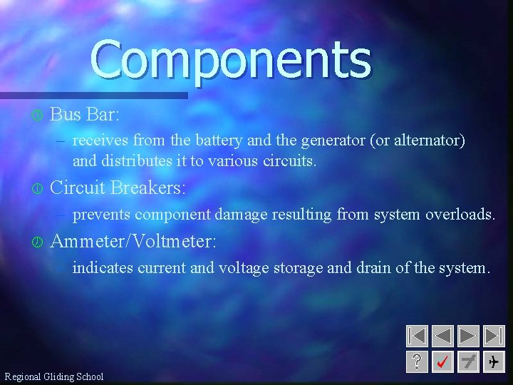 Components » Bus Bar: – receives from the battery and the generator (or alternator)