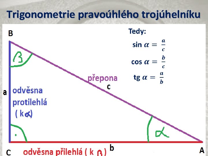 Trigonometrie pravoúhlého trojúhelníku • 