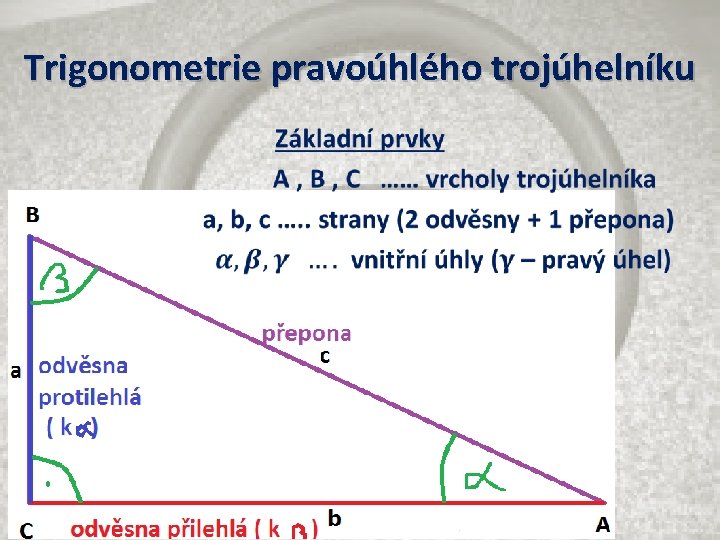 Trigonometrie pravoúhlého trojúhelníku • 