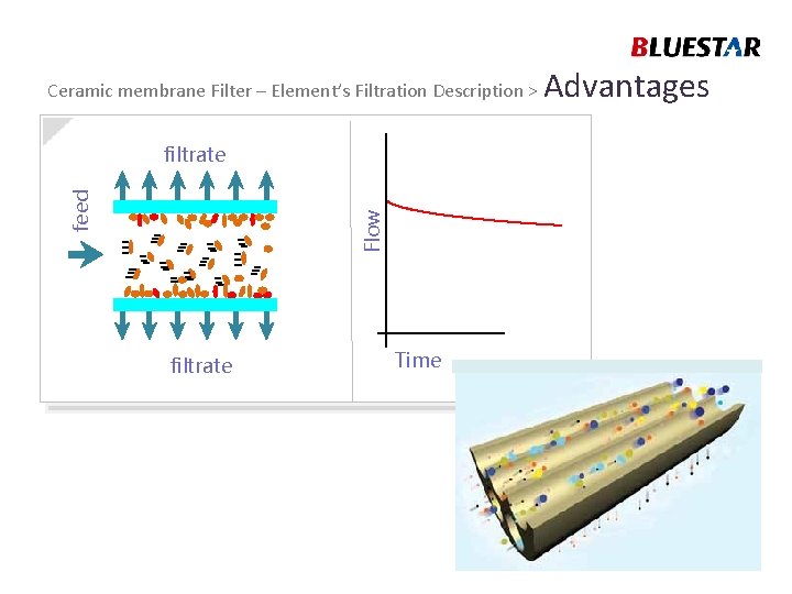 Ceramic membrane Filter – Element’s Filtration Description > Flow feed filtrate Time Advantages 