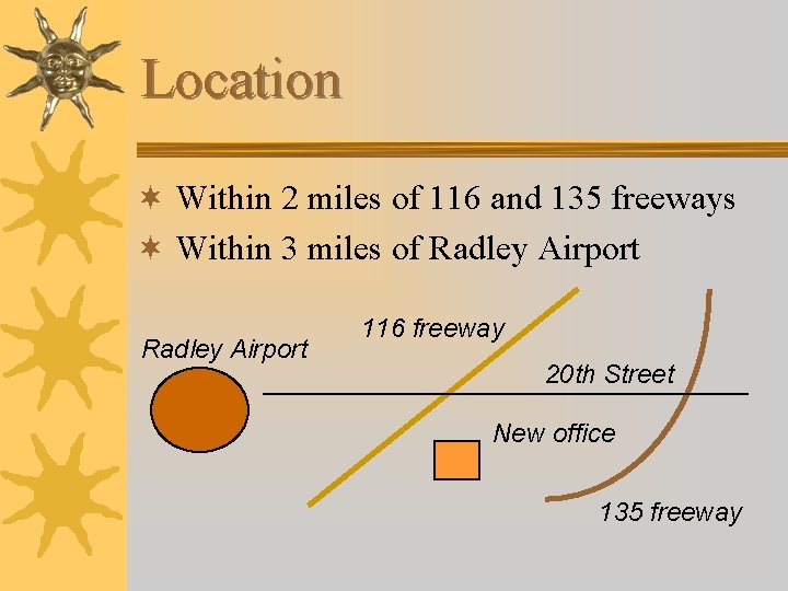 Location ¬ Within 2 miles of 116 and 135 freeways ¬ Within 3 miles