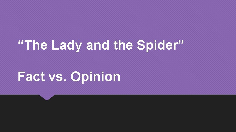 “The Lady and the Spider” Fact vs. Opinion 