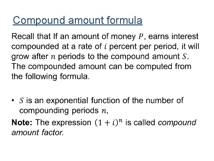 Compound amount formula • 