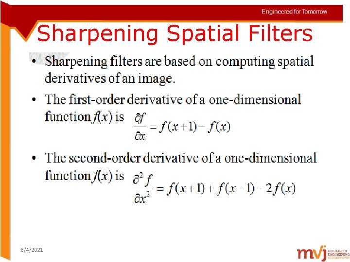 Sharpening Spatial Filters 6/4/2021 