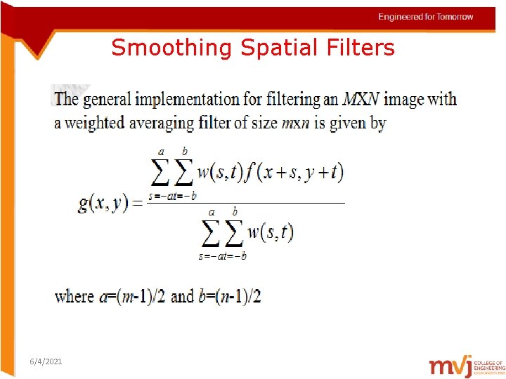Smoothing Spatial Filters 6/4/2021 