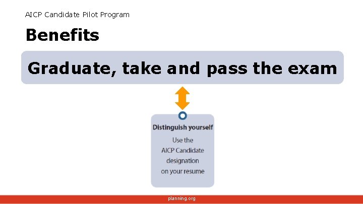 AICP Candidate Pilot Program Benefits Graduate, take and pass the exam planning. org 