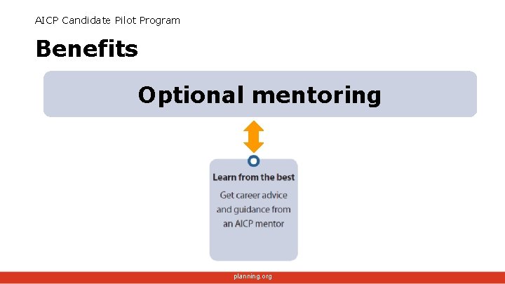 AICP Candidate Pilot Program Benefits Optional mentoring planning. org 