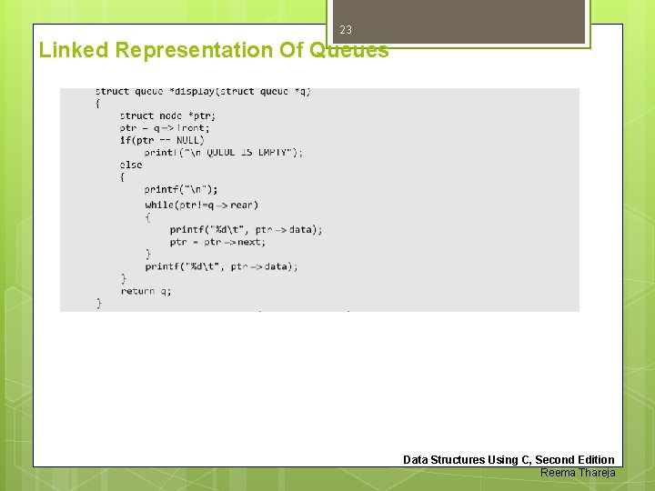 23 Linked Representation Of Queues Data Structures Using C, Second Edition Reema Thareja 