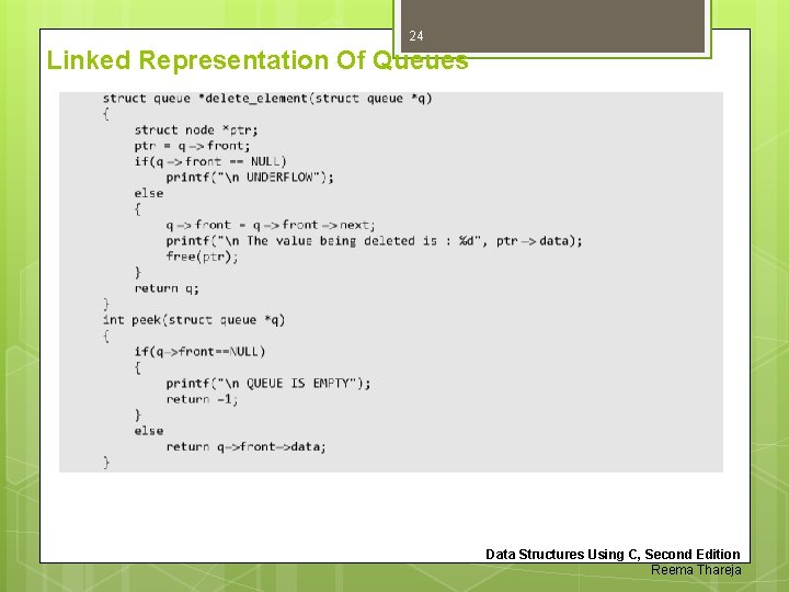 24 Linked Representation Of Queues Data Structures Using C, Second Edition Reema Thareja 