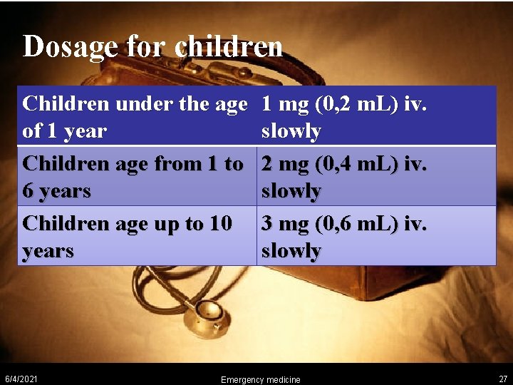 Dosage for children Children under the age of 1 year Children age from 1