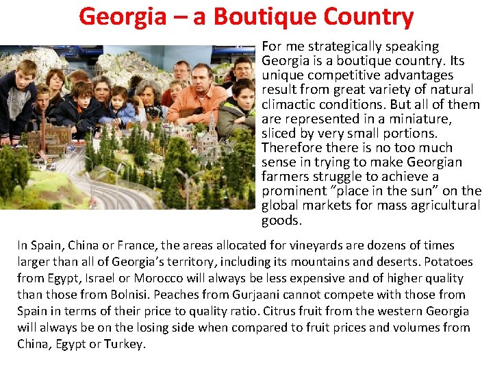 Georgia – a Boutique Country For me strategically speaking Georgia is a boutique country.
