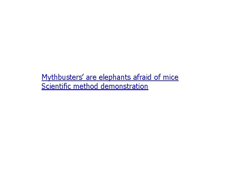 Mythbusters’ are elephants afraid of mice Scientific method demonstration  Mythbusters’ are elephants afraid of mice Scientific method demonstration