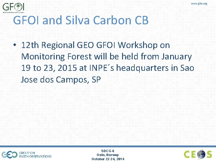 www. gfoi. org GFOI and Silva Carbon CB • 12 th Regional GEO GFOI