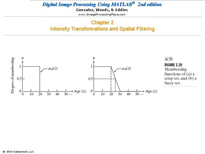 Digital Image Processing Using MATLAB® 2 nd edition Gonzalez, Woods, & Eddins www. Image.