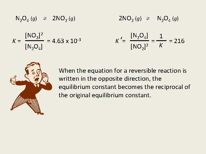 N 2 O 4 (g) ⇌ 2 NO 2 (g) K= [NO 2]2 [N