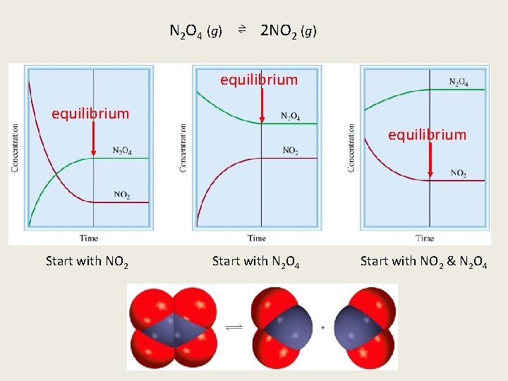 N 2 O 4 (g) ⇌ 2 NO 2 (g) equilibrium Start with NO