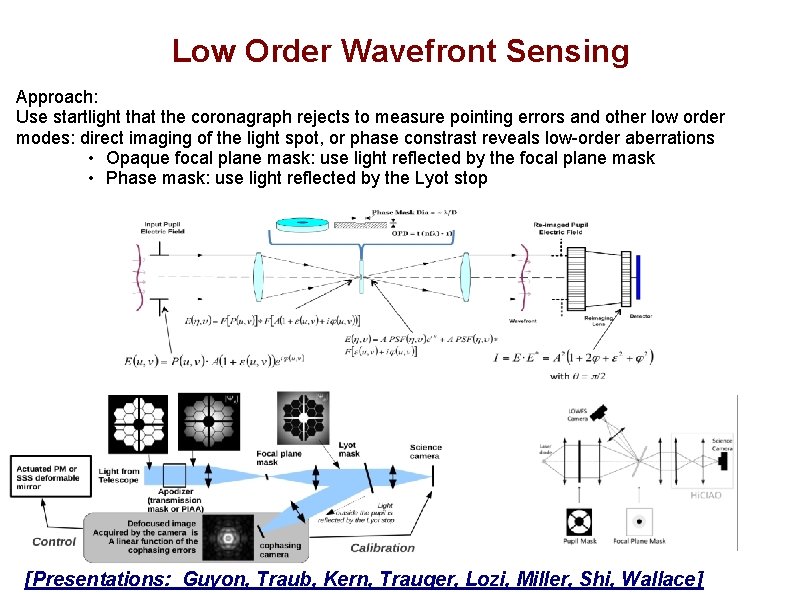 Low Order Wavefront Sensing Approach: Use startlight that the coronagraph rejects to measure pointing