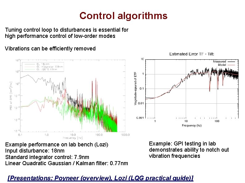 Control algorithms Tuning control loop to disturbances is essential for high performance control of