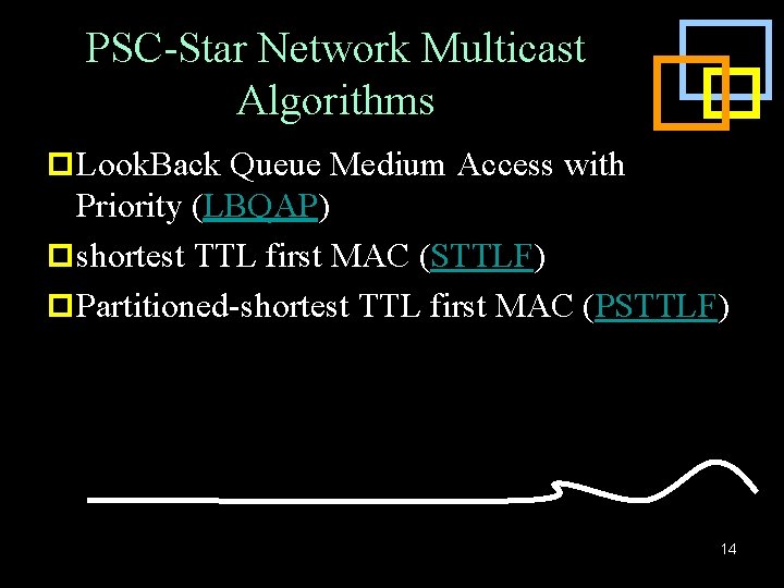 PSC-Star Network Multicast Algorithms p Look. Back Queue Medium Access with Priority (LBQAP) p