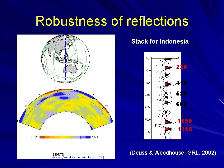 Robustness of reflections Stack for Indonesia 220 410 520 660 1050 1150 (Deuss &