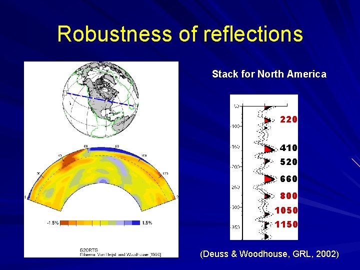 Robustness of reflections Stack for North America 220 410 520 660 800 1050 1150