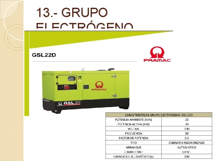 13. - GRUPO ELECTRÓGENO 