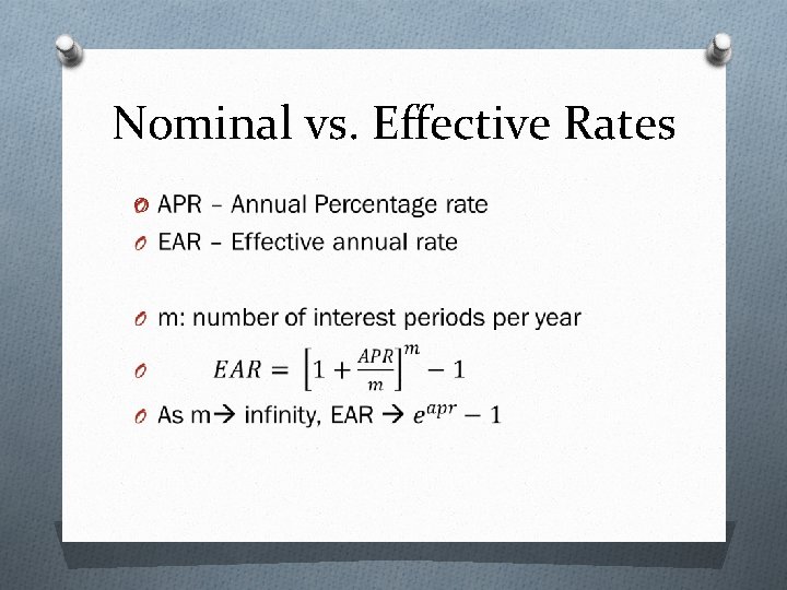 Nominal vs. Effective Rates O 