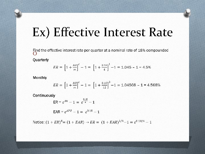 Ex) Effective Interest Rate O 