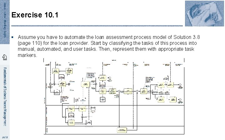 Exercise 10. 1 § Assume you have to automate the loan assessment process model