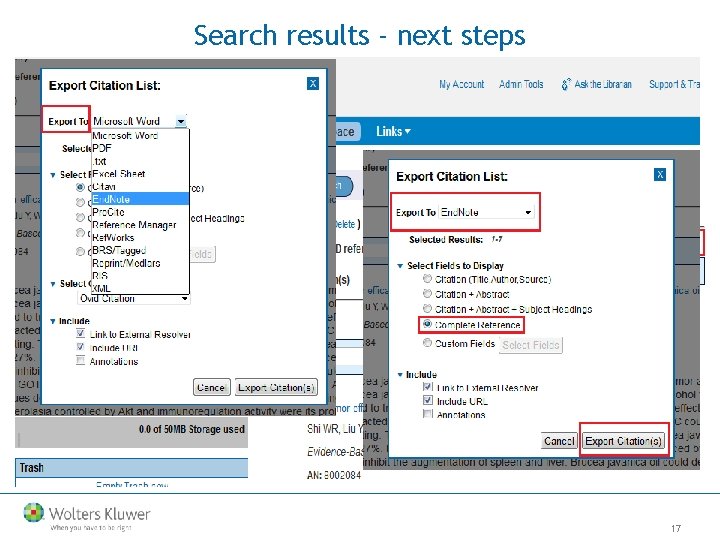 Search results - next steps 17 