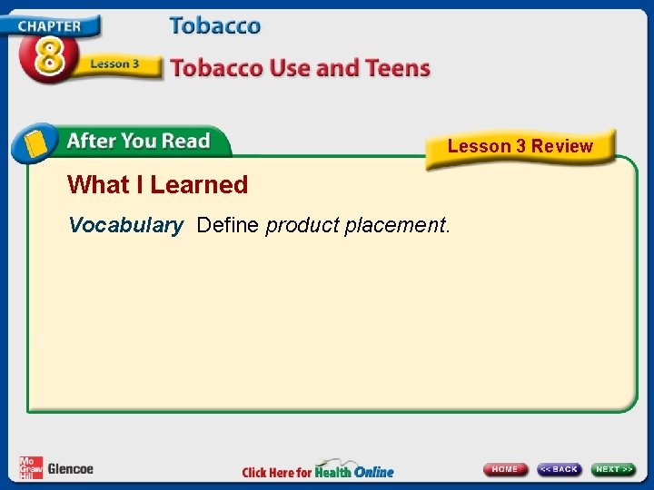 Lesson 3 Review What I Learned Vocabulary Define product placement. 