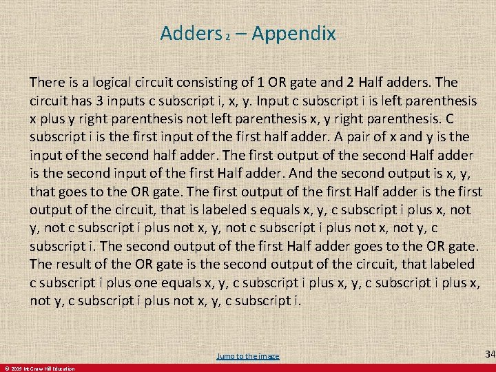 Adders 2 – Appendix There is a logical circuit consisting of 1 OR gate