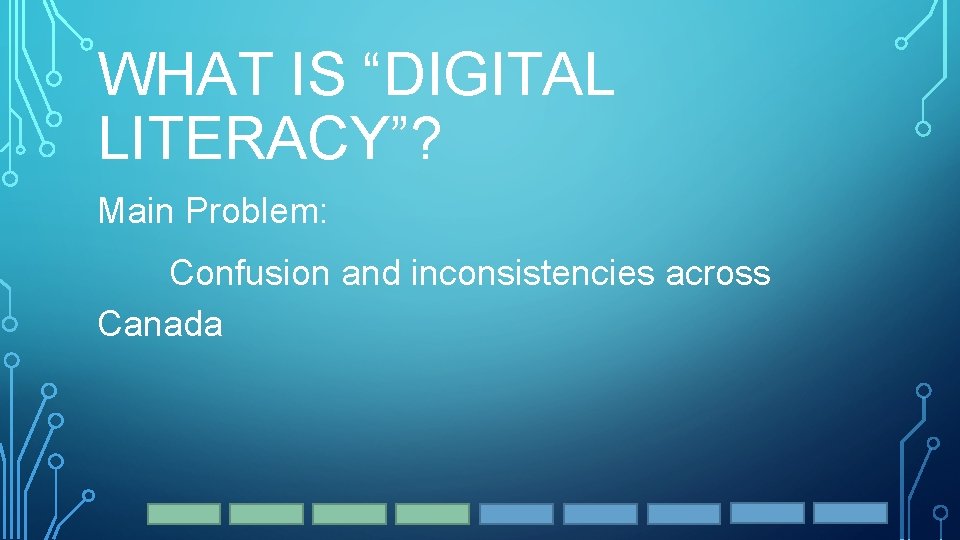 WHAT IS “DIGITAL LITERACY”? Main Problem: Confusion and inconsistencies across Canada 