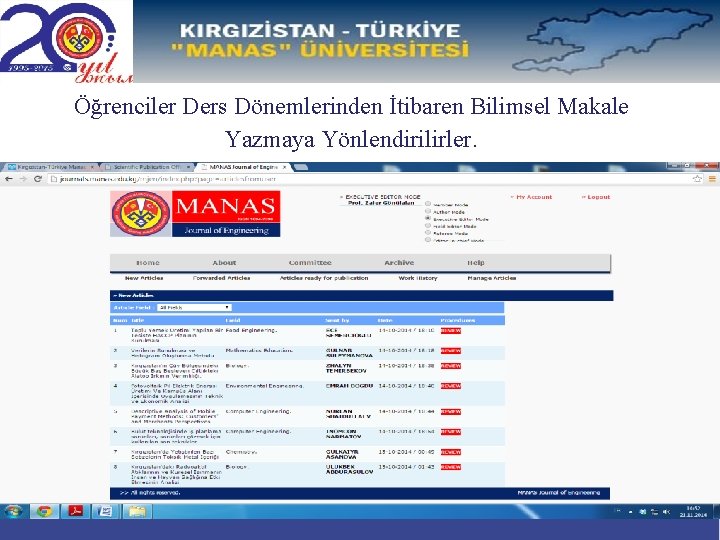 Öğrenciler Ders Dönemlerinden İtibaren Bilimsel Makale Yazmaya Yönlendirilirler. 