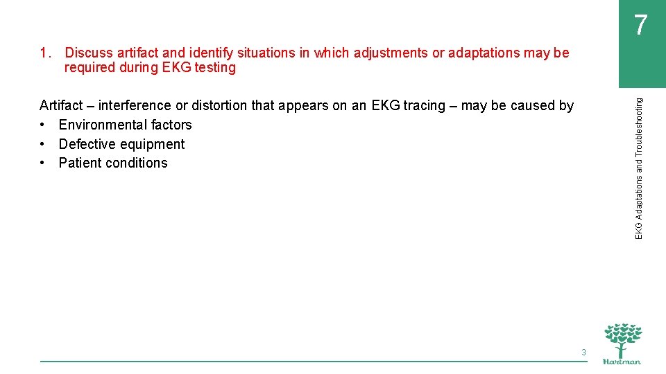 7 EKG Adaptations and Troubleshooting 1. Discuss artifact and identify situations in which adjustments