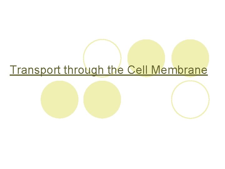 Transport through the Cell Membrane 