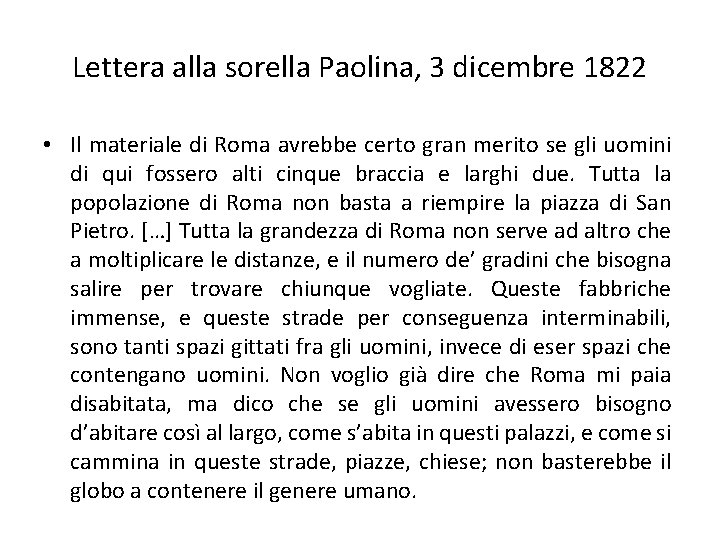 Lettera alla sorella Paolina, 3 dicembre 1822 • Il materiale di Roma avrebbe certo