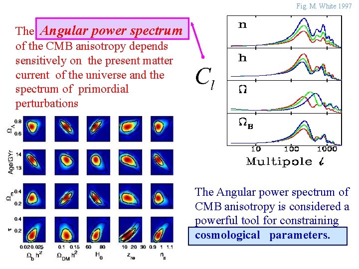 Fig. M. White 1997 The Angular power spectrum of the CMB anisotropy depends sensitively